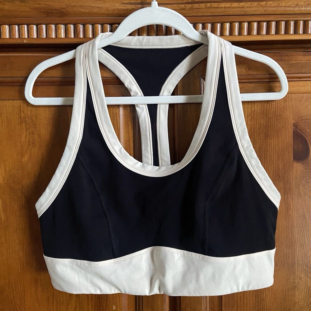 Spiritual Gangster Aurora Sports Bra Size XL Black/Cream Colorblock Racerback